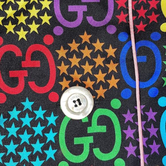 GUCCI Blue Logo Print Shirt 42 - Picture 7 of 9